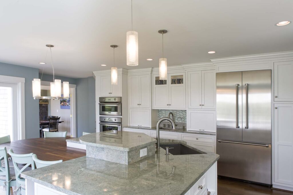 kitchen with multilevel island